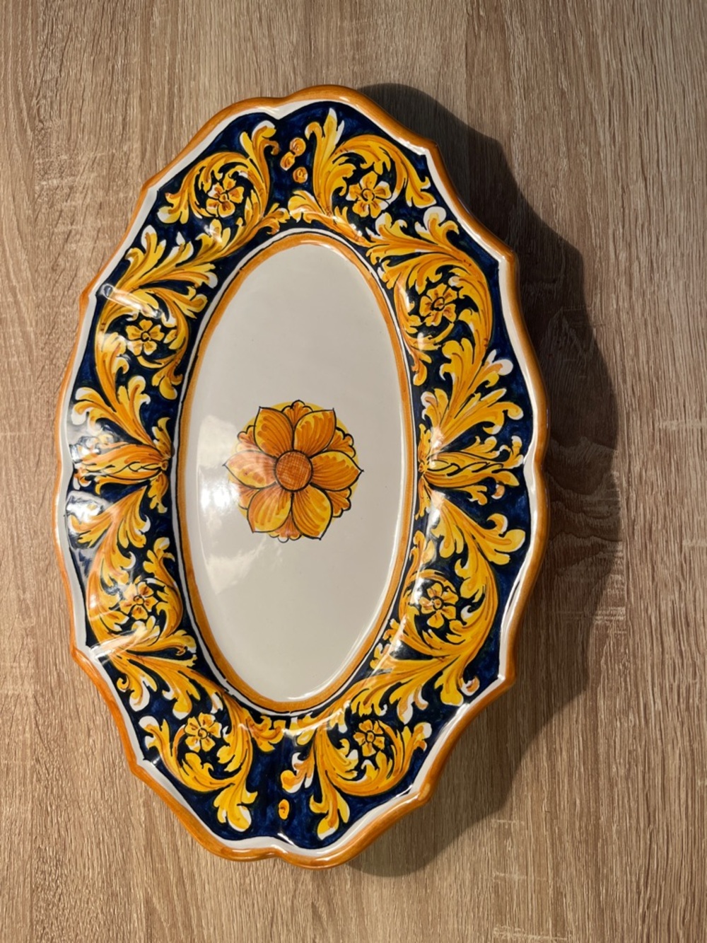 Maurizio Dell’Aquila Ornato Giallo e Blu Serving Platter Sicily Italy